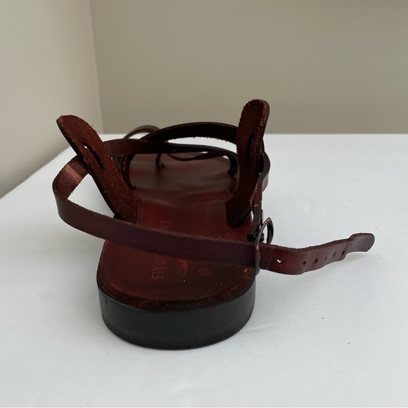 Camel Sandals reddish brown leather crossover strappy sandals, women’s. - Picture 4 of 10